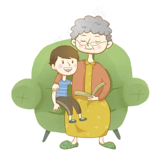 重阳节奶奶孙子祖孙情免抠PNG素材