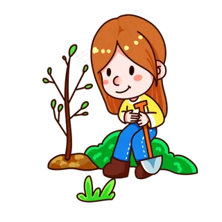 植树节爱劳动开心呢小女孩