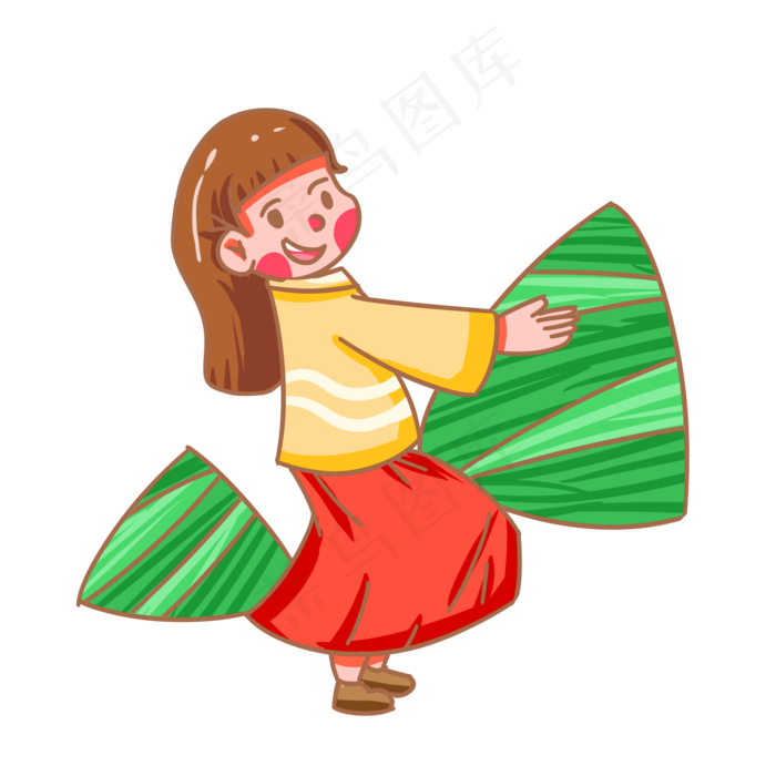 端午节抱着粽子的女孩