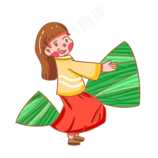 端午节抱着粽子的女孩