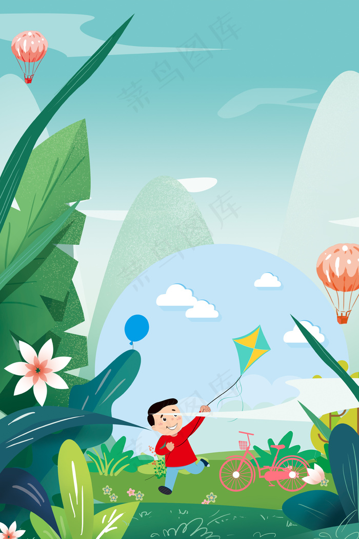 清明节蓝色简约风海报banner背景