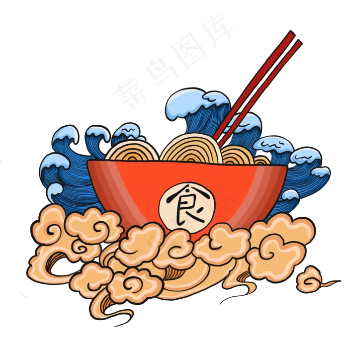 手绘国潮美食,免抠元素(2048X2048(DPI:132))psd模版下载