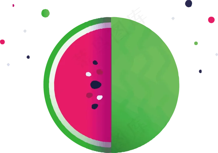 暑假来啦夏天卡通西瓜清凉矢量扁(1000X1000(DPI:300))ai矢量模版下载