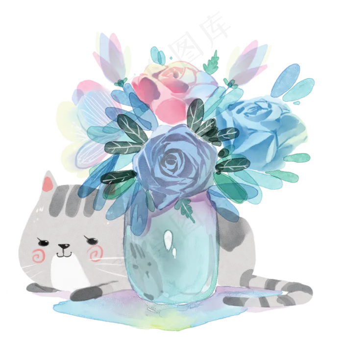 水彩花朵手绘元素(3000X3000(DPI:762))psd模版下载