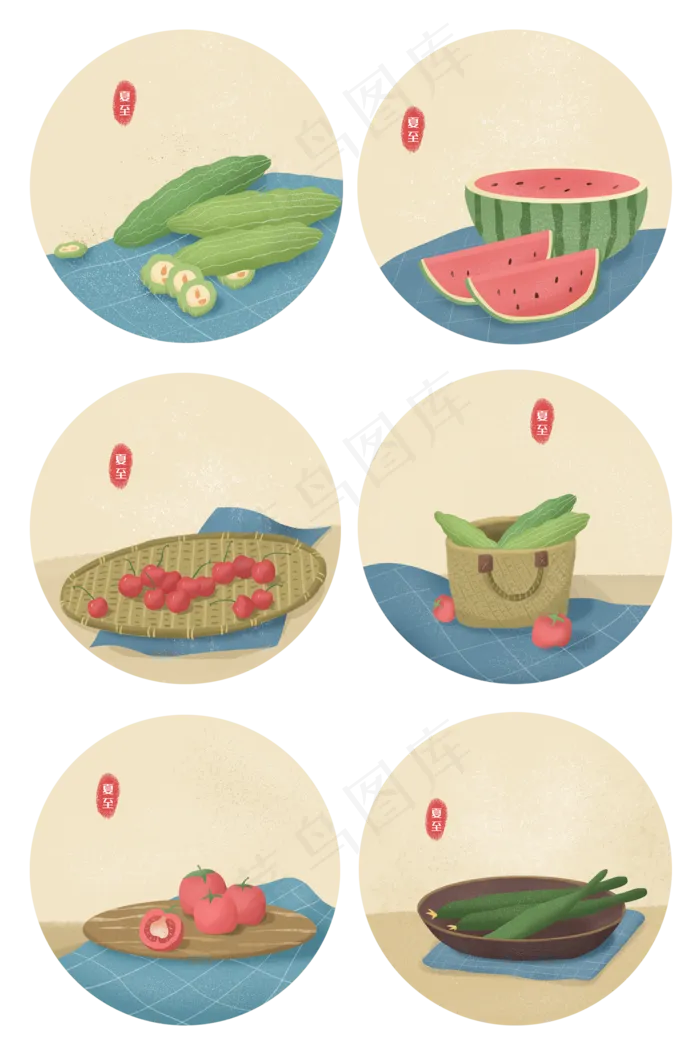 夏至二十四节气夏天食物食品水果(2000X3020(DPI:300))psd模版下载