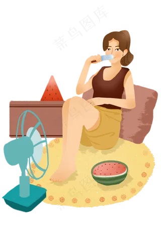 立夏吃雪糕女孩