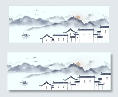 房屋中国风冷色banner