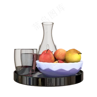 托盘杯子瓶子水果