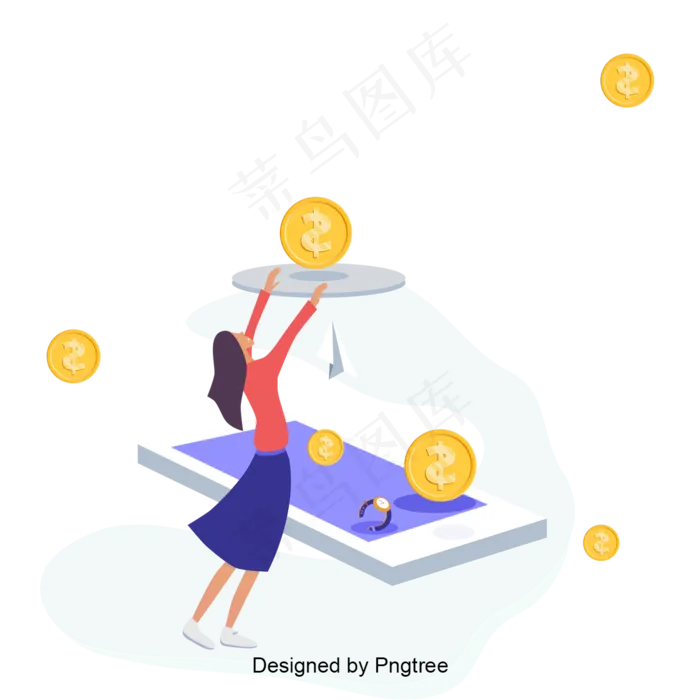 卡通女孩手机收入元素,免抠元素(2000X2667(DPI:150))psd模版下载