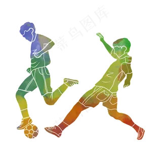 水彩运动踢足球素材