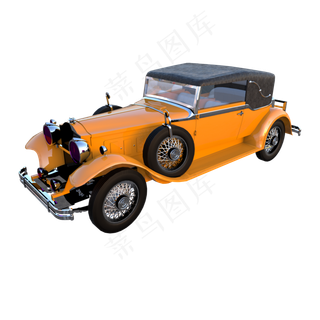 橙色带篷老爷车,免抠元素