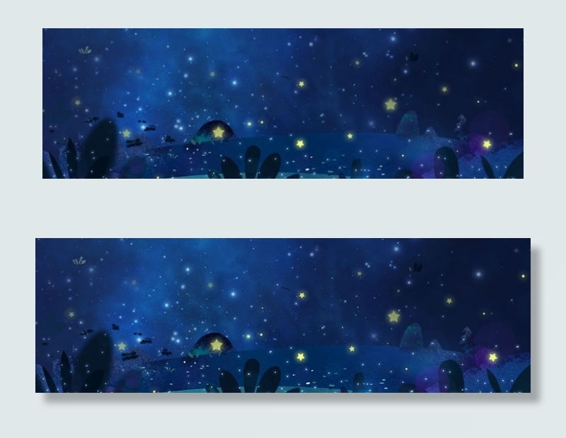 手绘夜晚banne海报背景