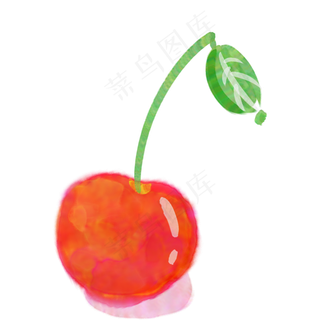 橘色水彩手绘水果中国樱桃
