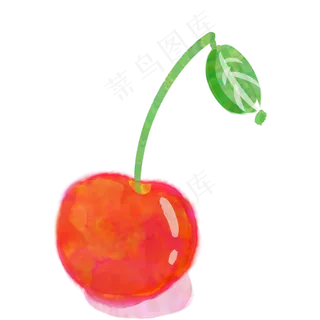 橘色水彩手绘水果中国樱桃
