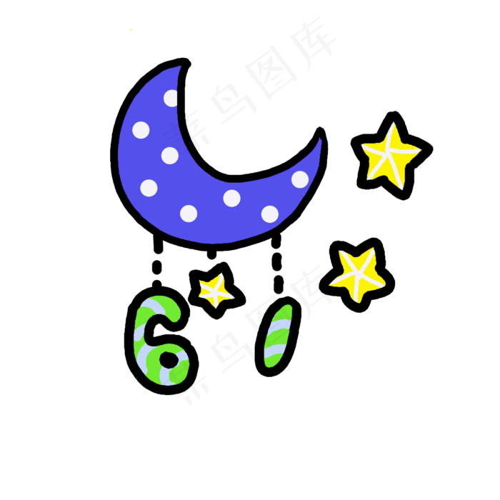 手绘卡通月亮插画