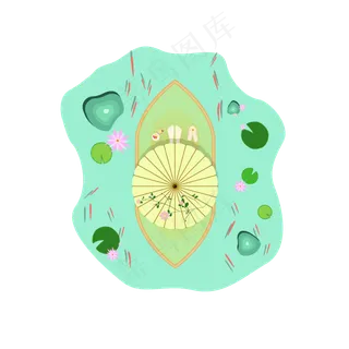 夏季浅蓝色荷塘小清新PNG素材 夏季浅蓝色荷塘小清新PNG素材