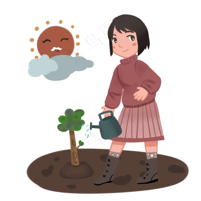 植树节植树的小女孩