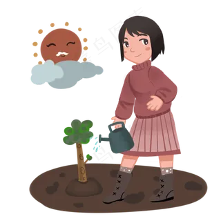 植树节植树的小女孩