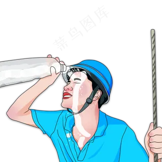 处暑炎热工人降暑可商用素材