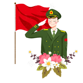 八一建军节军人敬礼png素材