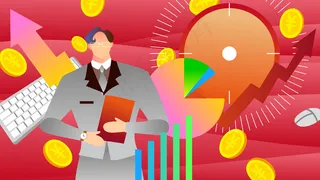 粉色系扁平风互联网商务风格办公数据配图