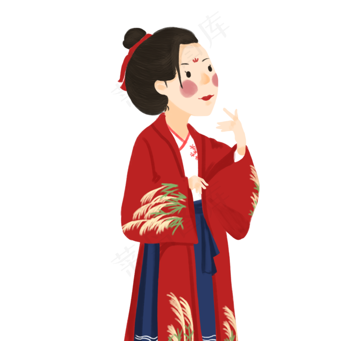 春分古装少女汉服,免抠元素