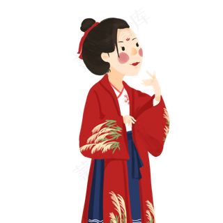 春分古装少女汉服,免抠元素