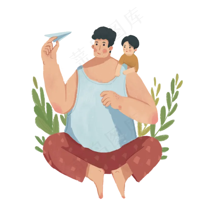 手绘夸张风父亲与孩子(2000X2000(DPI:300))psd模版下载