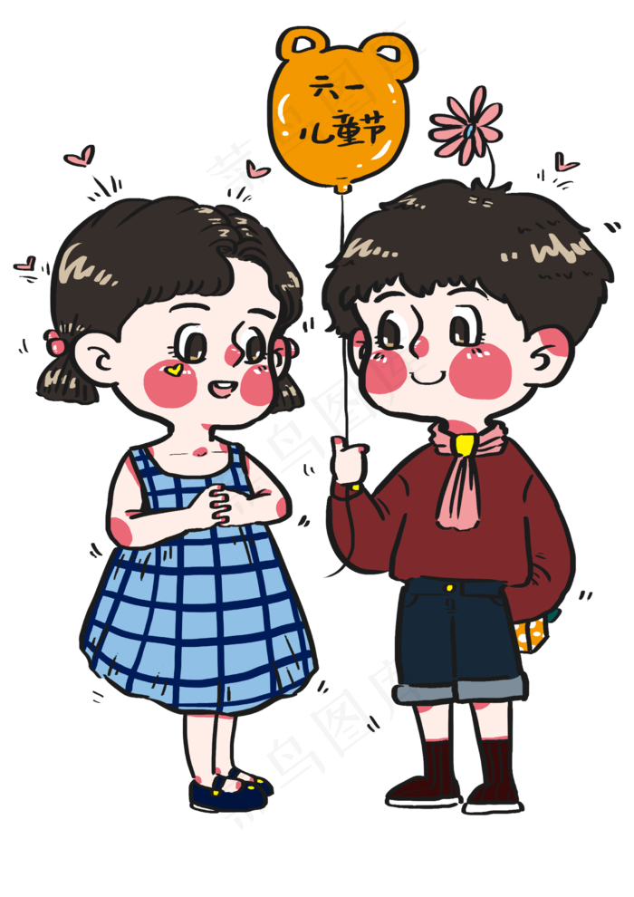 儿童节小朋友们互送节日礼物和惊(2480X3508(DPI:300))psd模版下载