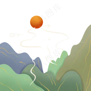 国潮风山水祥云