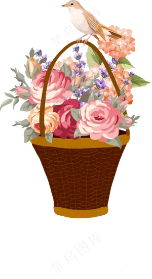 矢量玫瑰花篮装饰免费下载