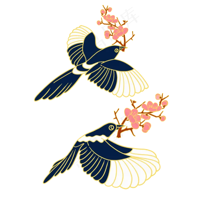梅花喜鹊(3000X3000(DPI:300))psd模版下载