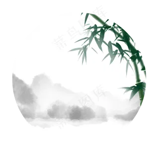 古风水墨山水竹子