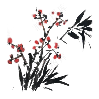中国风写意花鸟手绘,免抠元素