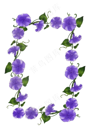 紫色花瓣花藤手绘装饰边框