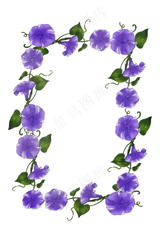 紫色花瓣花藤手绘装饰边框