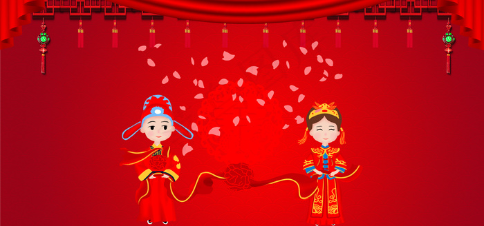 婚庆签到处红色中国风婚庆展板