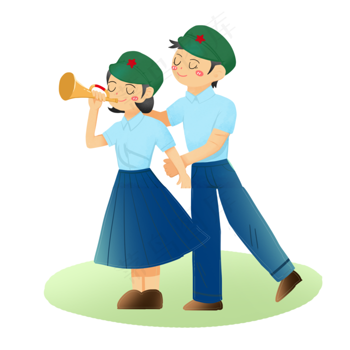 八一建军节吹号角军人素材