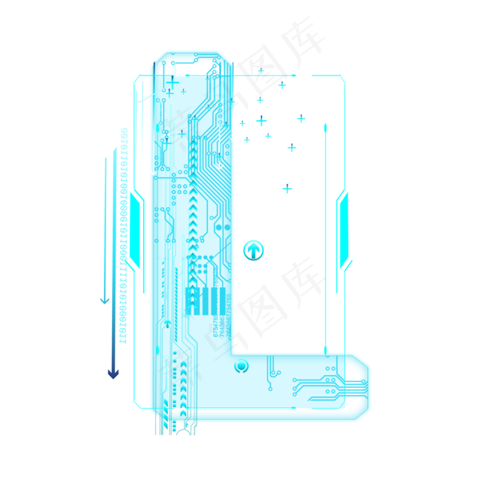 蓝色科技线条PSD字母L(2000X2000(DPI:300))psd模版下载