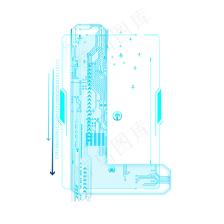 蓝色科技线条PSD字母L