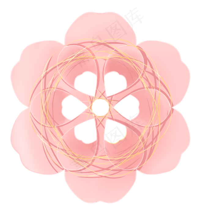 节日粉色立体剪纸花,免抠元素(2050X2050(DPI:299))psd模版下载