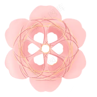 节日粉色立体剪纸花,免抠元素