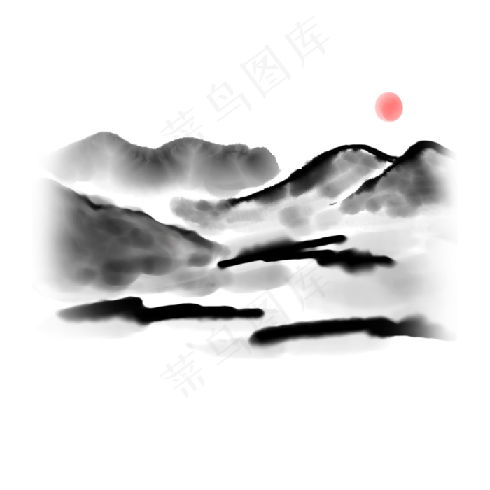 中国风水墨山水画(2000X2000(DPI:300))psd模版下载