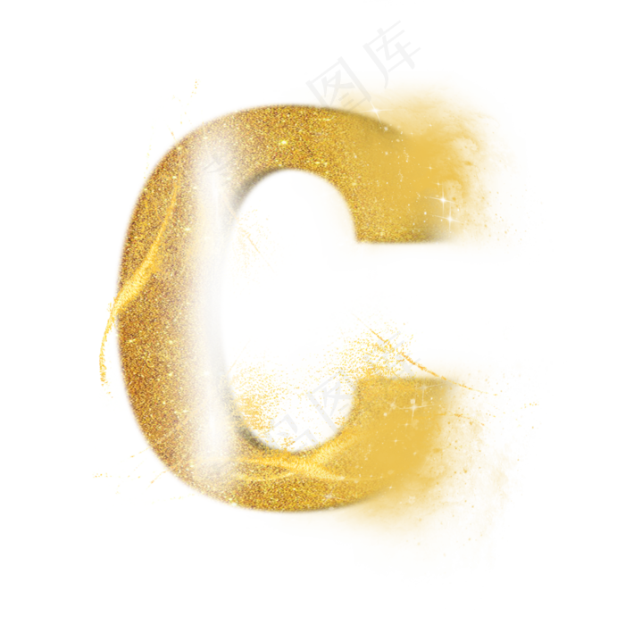 炫酷金色沙子光效字母C(3000X3000(DPI:300))psd模版下载