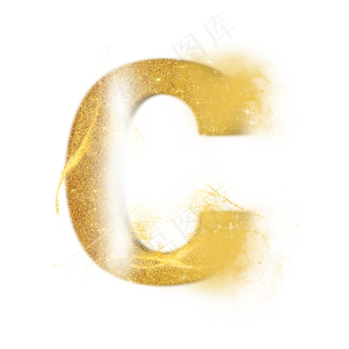 炫酷金色沙子光效字母C(3000X3000(DPI:300))psd模版下载