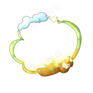 植树节植物小鸟边框