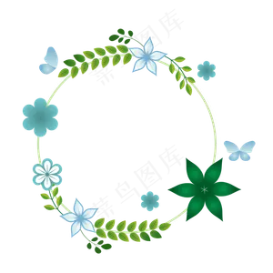 简约绿色花藤花朵边框