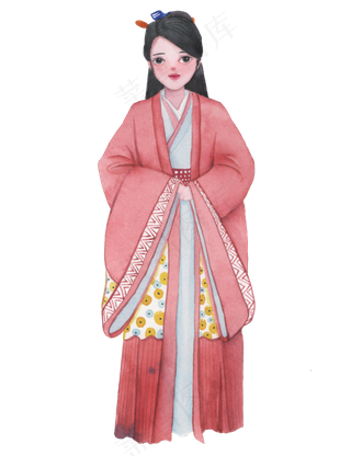 手绘水彩古风美女