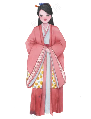 手绘水彩古风美女