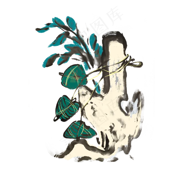 端午节吃粽子习俗水墨风手绘(4000X4000(DPI:300))psd模版下载
